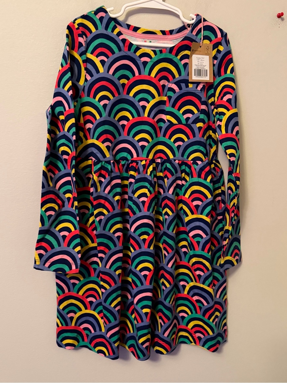 Mini Boden Long Sleeve Rainbow Dress